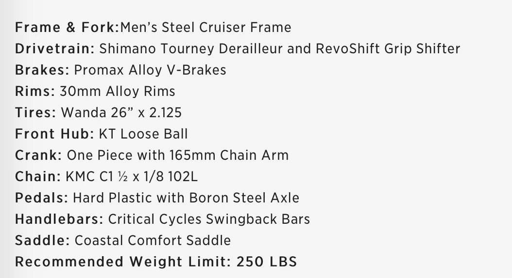 Retrospec Chatham Beach Cruiser 7-Speed 26" - Matte Graphite/Beige 2021 3 Retrospec Chatham Beach Cruiser 7-Speed 26" - Matte Graphite/Beige 2021 - Image 3